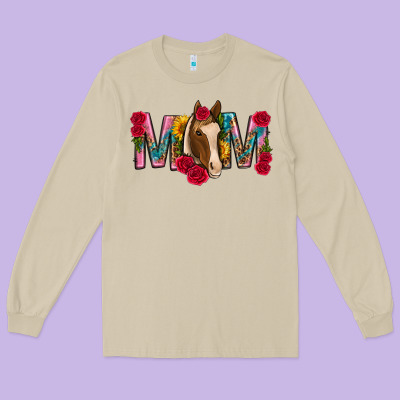 Mom With Horse Mothers Day Long Sleeve Tee Designed By Texasbilliewilder