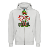 Dove Grey im the wine lover elf Zipper Hoodie - FaDigitalArtStudio