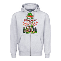 Heather Grey im the wine lover elf Zipper Hoodie - FaDigitalArtStudio