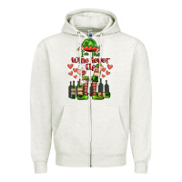 Oatmeal Heather im the wine lover elf Zipper Hoodie - FaDigitalArtStudio