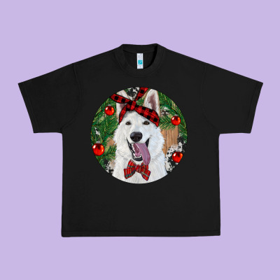 Christmas White Shepherd With Cowhide Urban Heavy Tee Designed By Ranaportraitstore