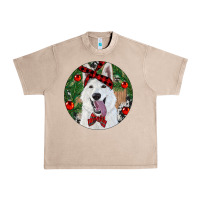 French Oak Christmas White Shepherd With Cowhide Urban Heavy Tee - RanaPortraitStore
