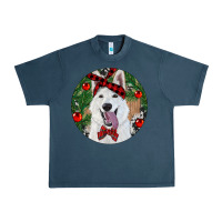 Midnight Navy Christmas White Shepherd With Cowhide Urban Heavy Tee - RanaPortraitStore