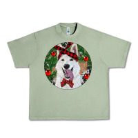Oil Green Christmas White Shepherd With Cowhide Urban Heavy Tee - RanaPortraitStore