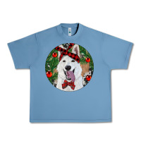 Pebble Blue Christmas White Shepherd With Cowhide Urban Heavy Tee - RanaPortraitStore