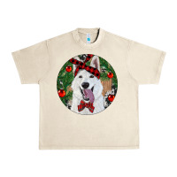 Sandshell Christmas White Shepherd With Cowhide Urban Heavy Tee - RanaPortraitStore