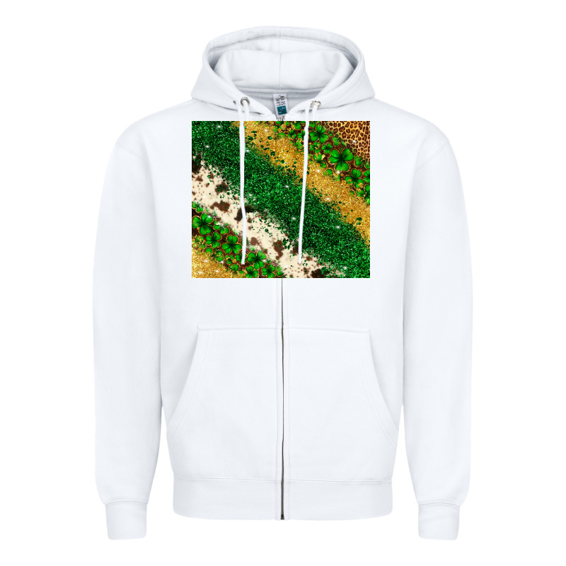 St. Patrick's Day Leopard Cowhide Glitter Tumbler Zipper Hoodie by Neo Western | Teevron
