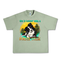 Oil Green life is better with a border collie Urban Heavy Tee - texasbilliewilder