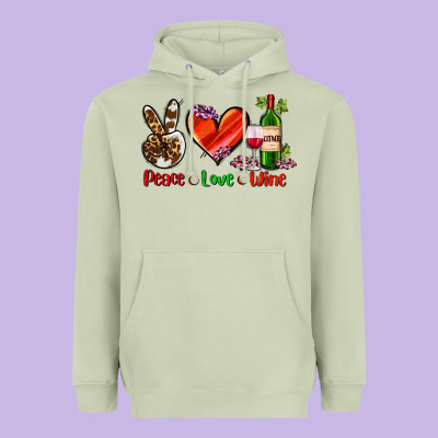 Peace Love Wine Heavyweight Hoodie Designed By Adodesignshop