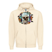 Sandshell Halloween Skeleton Zipper Hoodie - CowhideDigitalArt