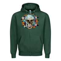 Sports Green Halloween Skeleton Zipper Hoodie - CowhideDigitalArt