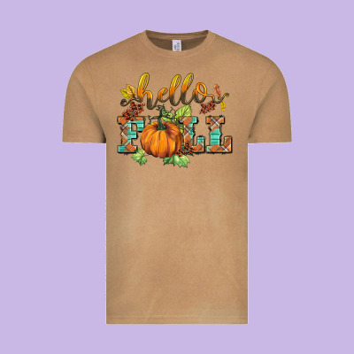Hello Fall Pumpkin Vintage Tee Designed By Barkaloodesign