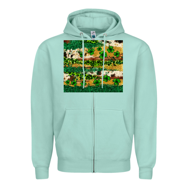 St. Patrick's Day Leopard Cowhide Shamrock Tumbler Zipper Hoodie by Neo Western | Teevron