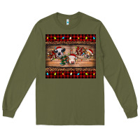 Army Green hohoho christmas cows Long Sleeve Tee - RanaPortraitStore