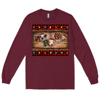Burgundy hohoho christmas cows Long Sleeve Tee - RanaPortraitStore