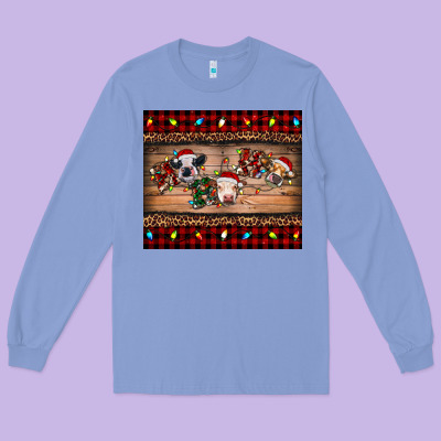 Hohoho Christmas Cows Long Sleeve Tee Designed By Ranaportraitstore