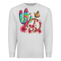 Dove Grey cactus peace sign flowers and butterflys Premium Sweatshirt - Artiststas