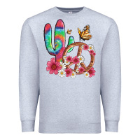 Heather Grey cactus peace sign flowers and butterflys Premium Sweatshirt - Artiststas