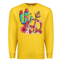 Lemon cactus peace sign flowers and butterflys Premium Sweatshirt - Artiststas