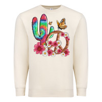Sandshell cactus peace sign flowers and butterflys Premium Sweatshirt - Artiststas