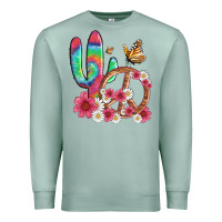 Seafoam cactus peace sign flowers and butterflys Premium Sweatshirt - Artiststas