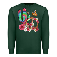 Sports Green cactus peace sign flowers and butterflys Premium Sweatshirt - Artiststas