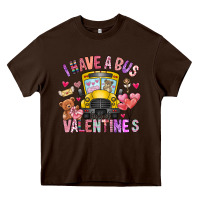 Chocolate Brown i have a bus full of valentines Heavy Core Tee - CowhideDigitalArt