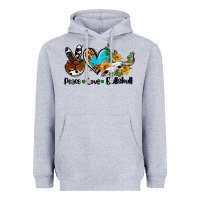 Heather Grey peace love  bullskull Heavyweight Hoodie - AdoDesignShop