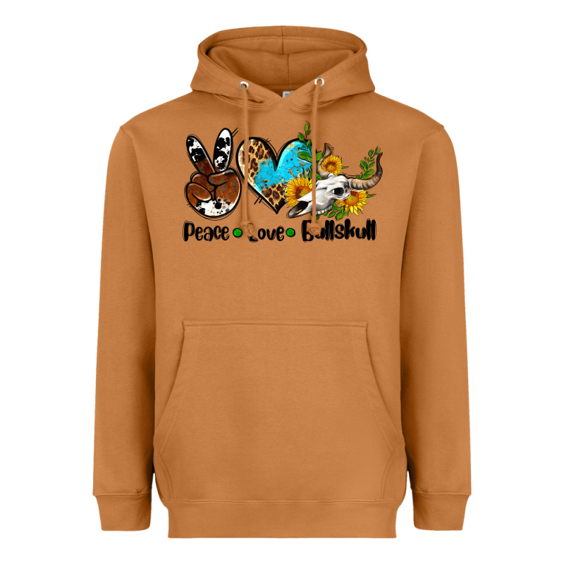 Peace Love  Bullskull Heavyweight Hoodie by AdoDesignShop | Teevron