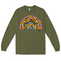 Army Green mom with sunflower rainbow mothers day Long Sleeve Tee - texasbilliewilder