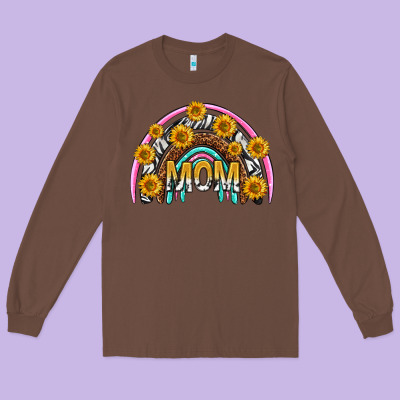 Mom With Sunflower Rainbow Mothers Day Long Sleeve Tee Designed By Texasbilliewilder