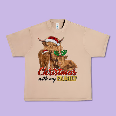 Cow And Calves Christmas With My Family Urban Heavy Tee Designed By Ranaportraitstore