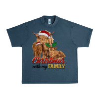 Midnight Navy Cow and Calves Christmas with My Family Urban Heavy Tee - RanaPortraitStore