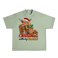 Oil Green Cow and Calves Christmas with My Family Urban Heavy Tee - RanaPortraitStore