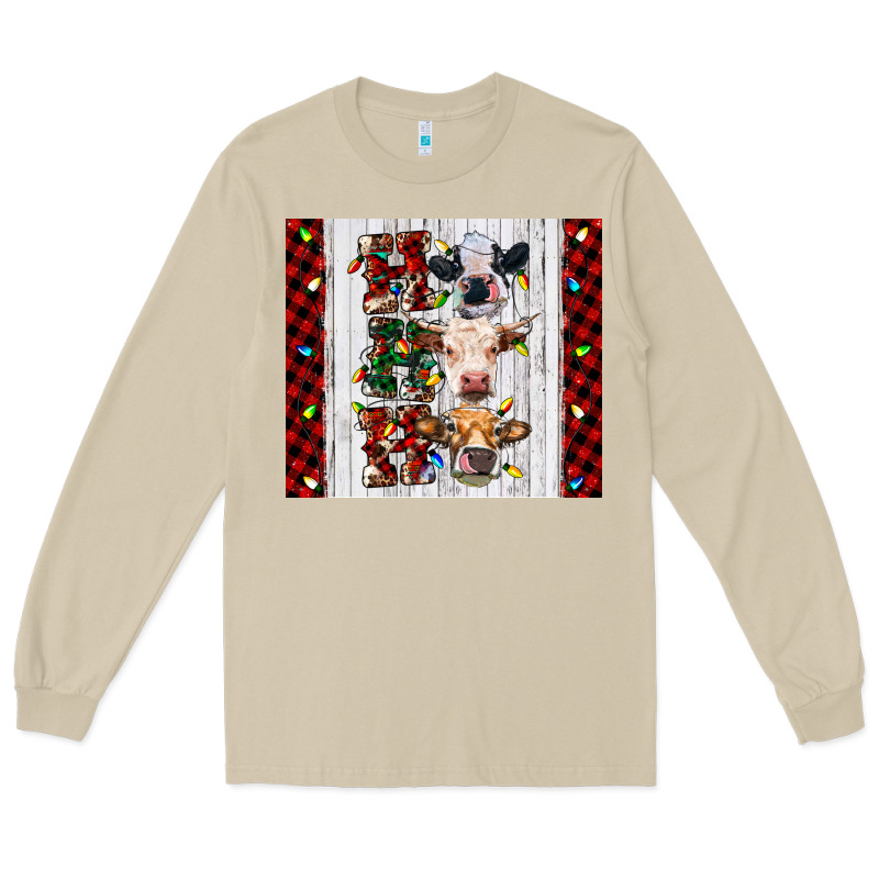 Ho Ho Ho Christmas Cow Long Sleeve Tee by RanaPortraitStore | Teevron