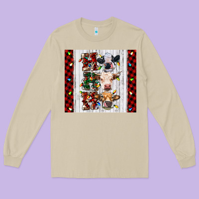 Ho Ho Ho Christmas Cow Long Sleeve Tee Designed By Ranaportraitstore