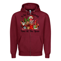 Burgundy its the most wonderful time of the year Zipper Hoodie - FaDigitalArtStudio