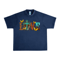 Navy love with cross Urban Heavy Tee - texasbilliewilder