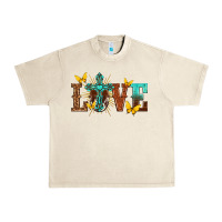 Sandshell love with cross Urban Heavy Tee - texasbilliewilder