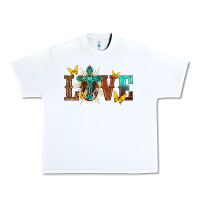 White love with cross Urban Heavy Tee - texasbilliewilder