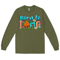 Army Green born to camp Long Sleeve Tee - Zillion Design Studio