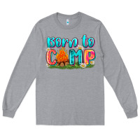 Heather Grey born to camp Long Sleeve Tee - Zillion Design Studio