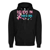 Black believe in miracles with ribbon Zipper Hoodie - HRA Design Shop