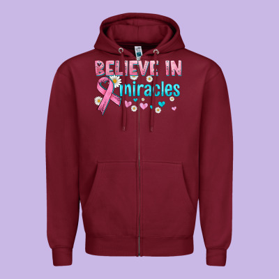 Believe In Miracles With Ribbon Zipper Hoodie Designed By Hra Design Shop