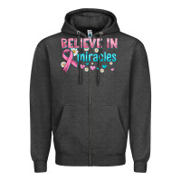 Charcoal Heather believe in miracles with ribbon Zipper Hoodie - HRA Design Shop