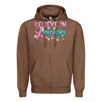 Chestnut believe in miracles with ribbon Zipper Hoodie - HRA Design Shop