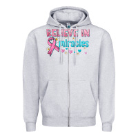 Heather Grey believe in miracles with ribbon Zipper Hoodie - HRA Design Shop