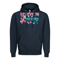 Navy believe in miracles with ribbon Zipper Hoodie - HRA Design Shop