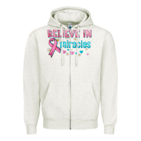 Oatmeal Heather believe in miracles with ribbon Zipper Hoodie - HRA Design Shop
