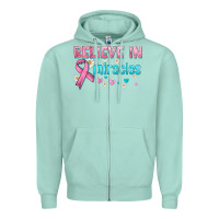 Seafoam believe in miracles with ribbon Zipper Hoodie - HRA Design Shop